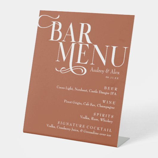 Terracotta Rust Bar Menu - Schild (Vorderseite)