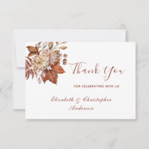 Terracotta Rust Beige Blumenhochzeit Danke