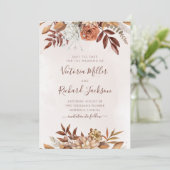 Terracotta Rust Blume Boho Earthy Fall Folies Save The Date (Stehend Vorderseite)