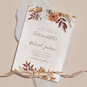 Terracotta Rust Blume Boho Earthy Fall Folies Save The Date