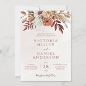 Terracotta Rust Blume Boho Fall Earthy Wedding Einladung (Vorderseite)