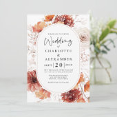 Terracotta Rust Blume Boho Fall Einladung (Stehend Vorderseite)