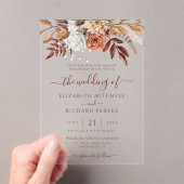 Terracotta Rust Blume Boho Fall Foliage Hochzeit Acryleinladungen (Insitu (Handheld))