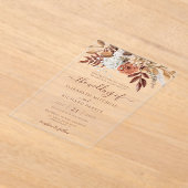 Terracotta Rust Blume Boho Fall Foliage Hochzeit Acryleinladungen (Ablage )