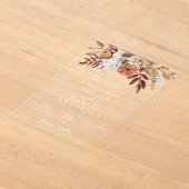 Terracotta Rust Blume Boho Fall Foliage Hochzeit Acryleinladungen (Ablage )