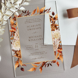 Terracotta Rust Blume Boho Fall Foliage Hochzeit Acryleinladungen