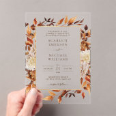 Terracotta Rust Blume Boho Fall Foliage Hochzeit Acryleinladungen (Insitu (Handheld))