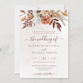 Terracotta Rust Blume Boho Fall Foliage Hochzeit Einladung (Vorderseite)