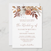Terracotta Rust Blume Boho Fall Foliage Hochzeit Einladung (Vorderseite)