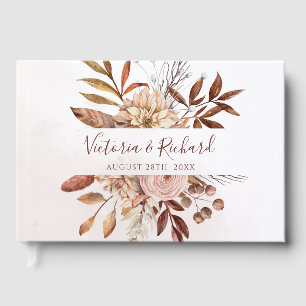 Terracotta Rust Blume Boho Fall Foliage Hochzeit Gästebuch
