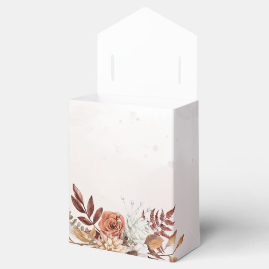 Terracotta Rust Blume Boho Fall Foliage Hochzeit Geschenkschachtel (Geöffnet)