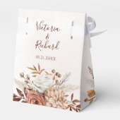 Terracotta Rust Blume Boho Fall Foliage Hochzeit Geschenkschachtel (Rückseite)