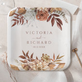 Terracotta Rust Blume Boho Fall Foliage Hochzeit Pappteller