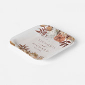 Terracotta Rust Blume Boho Fall Foliage Hochzeit Pappteller (Gewinkelt)