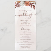 Terracotta Rust Blume Boho Fall Foliage Hochzeit Programm (Vorderseite)