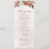 Terracotta Rust Blume Boho Fall Foliage Hochzeit Programm (Rückseite)
