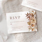 Terracotta Rust Blume Boho Fall Foliage Hochzeit RSVP Karte