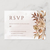 Terracotta Rust Blume Boho Fall Foliage Hochzeit RSVP Karte (Vorderseite)