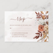 Terracotta Rust Blume Boho Fall Foliage Hochzeit RSVP Karte (Vorderseite)