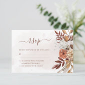 Terracotta Rust Blume Boho Fall Foliage Hochzeit RSVP Karte (Stehend Vorderseite)