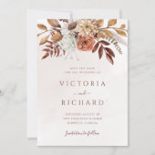 Terracotta Rust Blume Boho Fall Foliage Hochzeit Save The Date (Vorderseite)