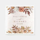 Terracotta Rust Blume Boho Fall Foliage Hochzeit Serviette (Vorderseite)