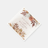 Terracotta Rust Blume Boho Fall Foliage Hochzeit Serviette (Ecke)