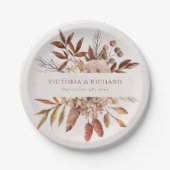 Terracotta Rust Blume Boho Fall Folies Pappteller (Vorderseite)