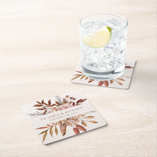 Terracotta Rust Blume Boho Fall Folies Rechteckiger Pappuntersetzer (Vor Ort)