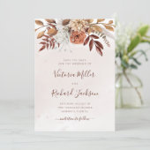Terracotta Rust Blume Boho Fall Folies Save The Date (Stehend Vorderseite)