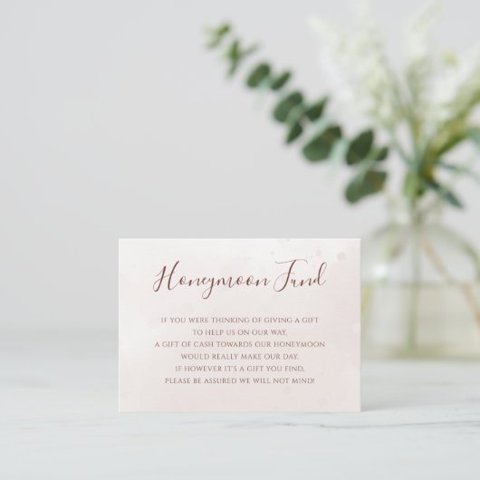 Terracotta Rust Blume Boho Fall Honeymoon Fund Begleitkarte (Stehend Vorderseite)