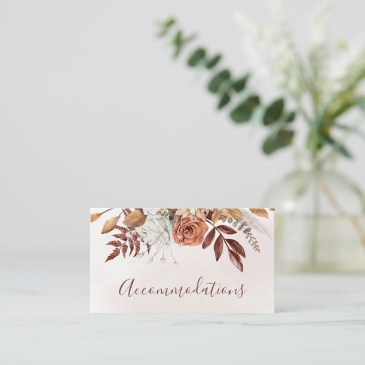 Terracotta Rust Blume Boho Fall Unterkunft Begleitkarte (Stehend Vorderseite)