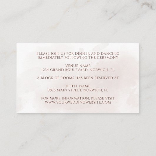 Terracotta Rust Blume Boho Hochzeit im Herbst Deta Begleitkarte (Rückseite)