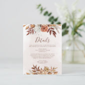 Terracotta Rust Blume Boho Hochzeit im Herbst Deta Begleitkarte (Stehend Vorderseite)