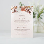 Terracotta Rust Blume Boho Hochzeit im Herbst Deta Begleitkarte (Stehend Vorderseite)