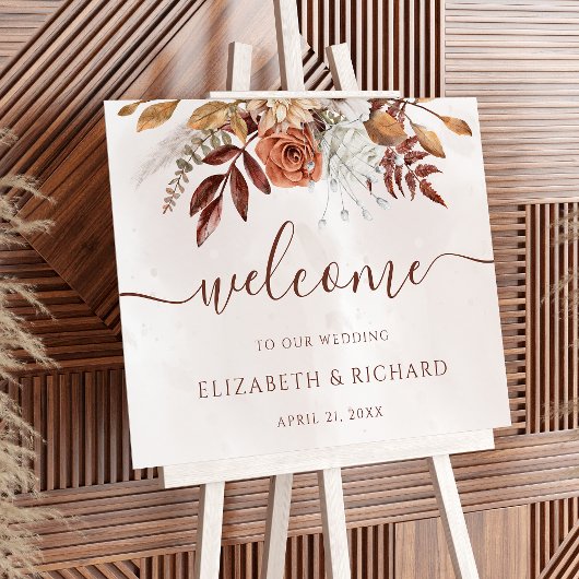 Terracotta Rust Blume Boho Hochzeit im Herbst Will Poster