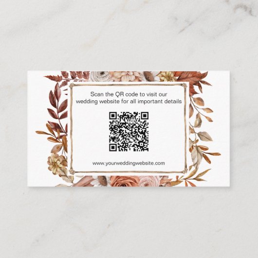 Terracotta Rust Boho Blumenzwiebeldetails Begleitkarte (Rückseite)