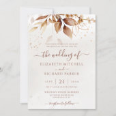 Terracotta Rust Boho Fall Foliage Wedge Einladung (Vorderseite)