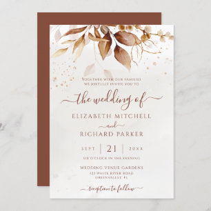 Terracotta Rust Boho Fall Foliage Wedge Einladung