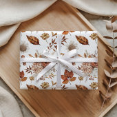 Terracotta Rust Boho Floral Fall Foliage Geschenkpapier