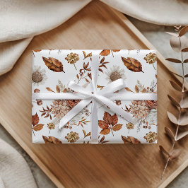 Terracotta Rust Boho Floral Fall Foliage Geschenkpapier