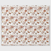Terracotta Rust Boho Floral Fall Foliage Geschenkpapier (Flach)