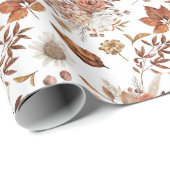Terracotta Rust Boho Floral Fall Foliage Geschenkpapier (Rolleneckpunkt)