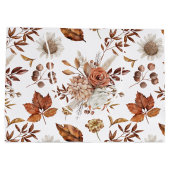 Terracotta Rust Boho Floral Fall Foliage Große Geschenktüte (Rückseite)