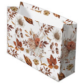 Terracotta Rust Boho Floral Fall Foliage Große Geschenktüte (Vorderseite Schrägansicht)