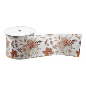 Terracotta Rust Boho Floral Fall Foliage Satinband (Spule)