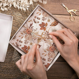 Terracotta Rust Boho Floral Fall Foliage Seidenpapier