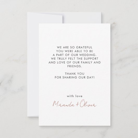 Terracotta Rust Boho Hochzeit der Wasserfarben Dankeskarte (Rückseite)