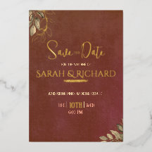 Terracotta Rust Boho Velvet Wedding Save the Date