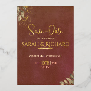 Terracotta Rust Boho Velvet Wedding Save the Date Folieneinladung